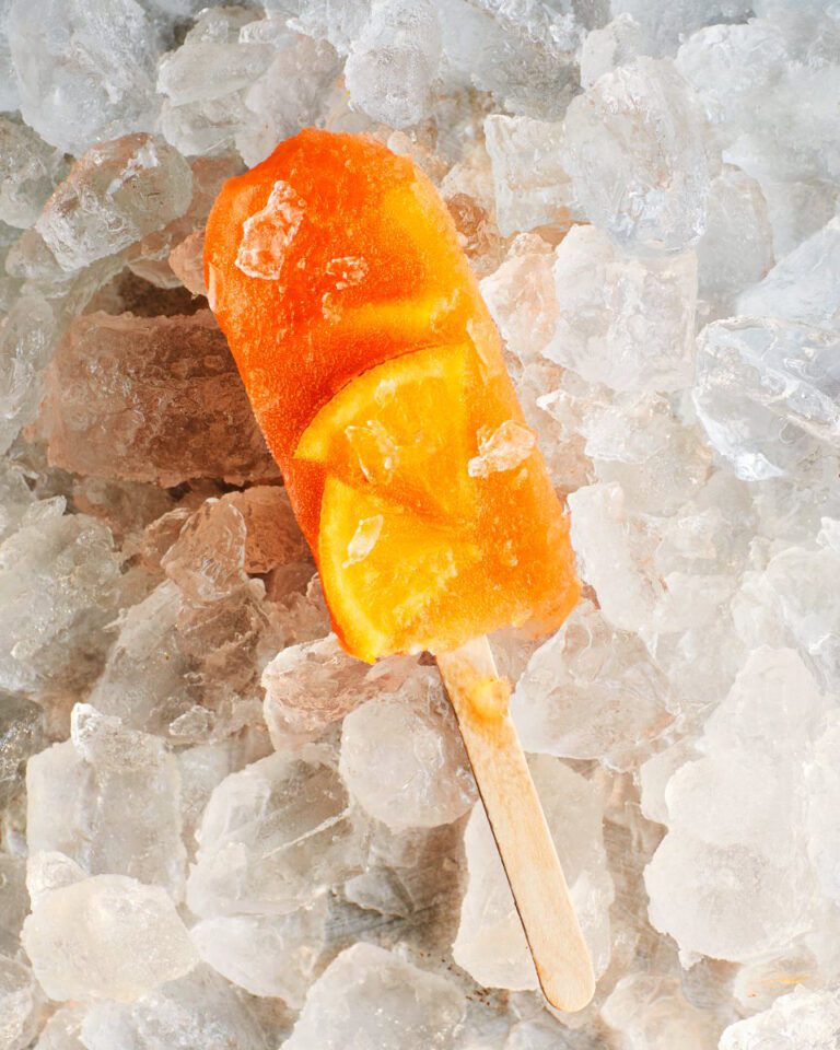 Aperol spritz ice lollies