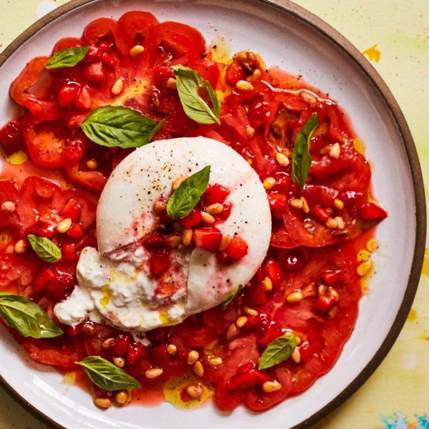 Burrata tomato and strawberry salad