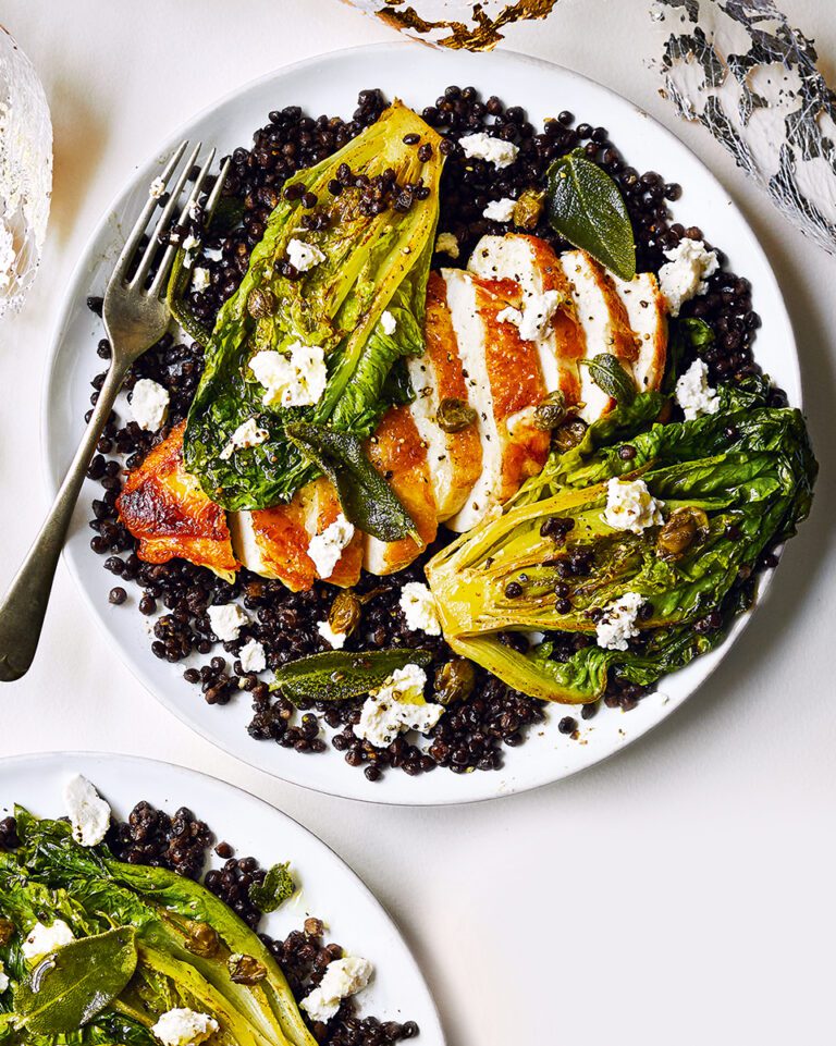 Chicken, lentil and ricotta wedge salad