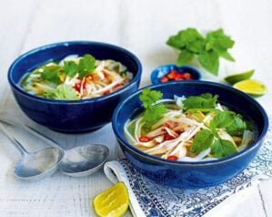 Two bowls of chicken pho